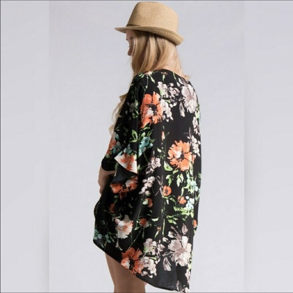 Black Floral Kimono - Picture 2 of 2